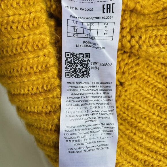 Guess Cropped Sweater Chunky Knit Women L Mustard Yellow Grunge Fairy Relaxed - Picture 8 of 9